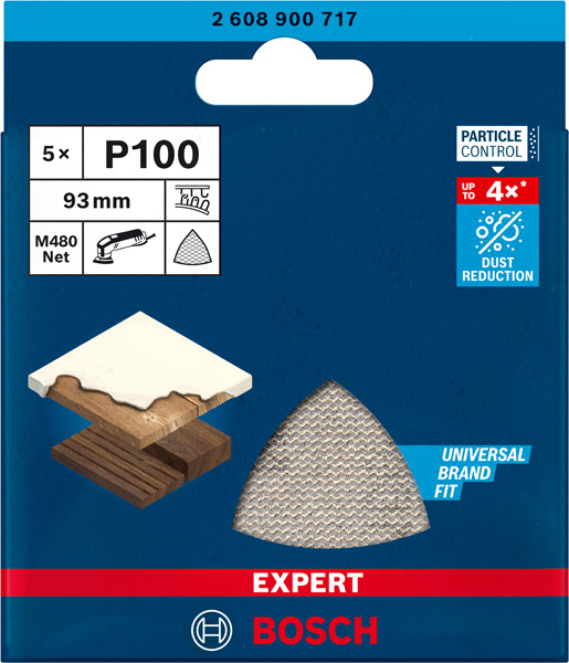 BOSCH EXPERT M480 Schleifnetz, 93x93mm, K100, 5-tlg. BOSCH EXPERT M480 Schleifnetz, 93x93mm, K100, 5-tlg.