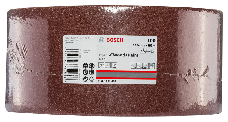 BOSCH Schleifblatt J450 Expert for Wood and Paint, 115 mm x 50 m, G100 BOSCH Schleifblatt J450 Expert for Wood and Paint, 115 mm x 50 m, G100