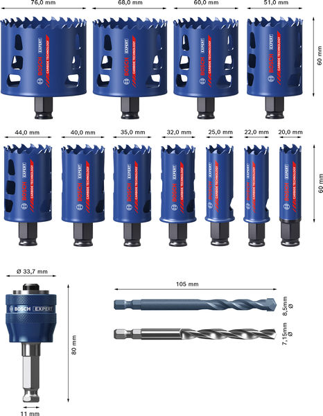 BOSCH EXPERT Multi Material Power Change Plus-Lochsägen-Set, 14-tlg. BOSCH EXPERT Multi Material Power Change Plus-Lochsägen-Set, 14-tlg.