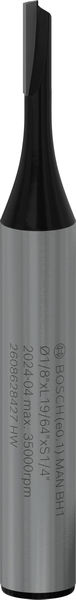 BOSCH PRO Nutfräser, einschneidig, Ø 1/8" x L 19/64", Schaft 1/4"