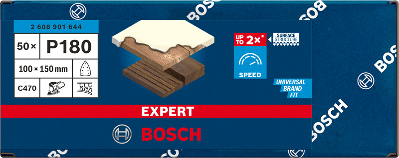 BOSCH EXPERT C470 Schleifblatt, 100x150mm, K180, 7 Löcher, 50-tlg.