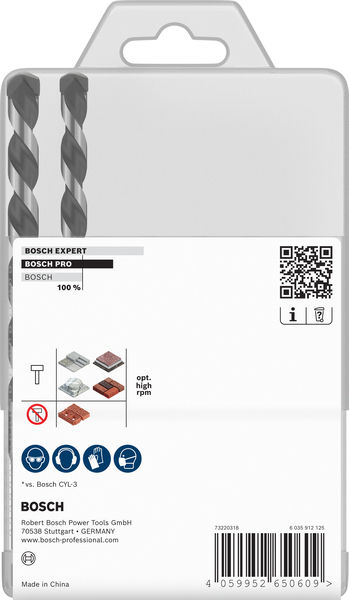 BOSCH PRO HEX-5 Bohrer-Set, 4x100, 5x100, 5x100, 6x100, 6x100, 8x150, 10x150 mm,7-tlg.