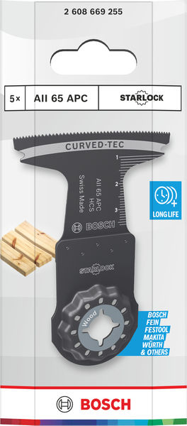 BOSCH AII 65 APC Holz Tauchsägeblatt, Starlock, 65 x 40 mm, 5-tlg.