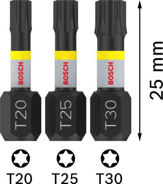 BOSCH PRO T Impact Bit Set, 25 mm, 3-tlg