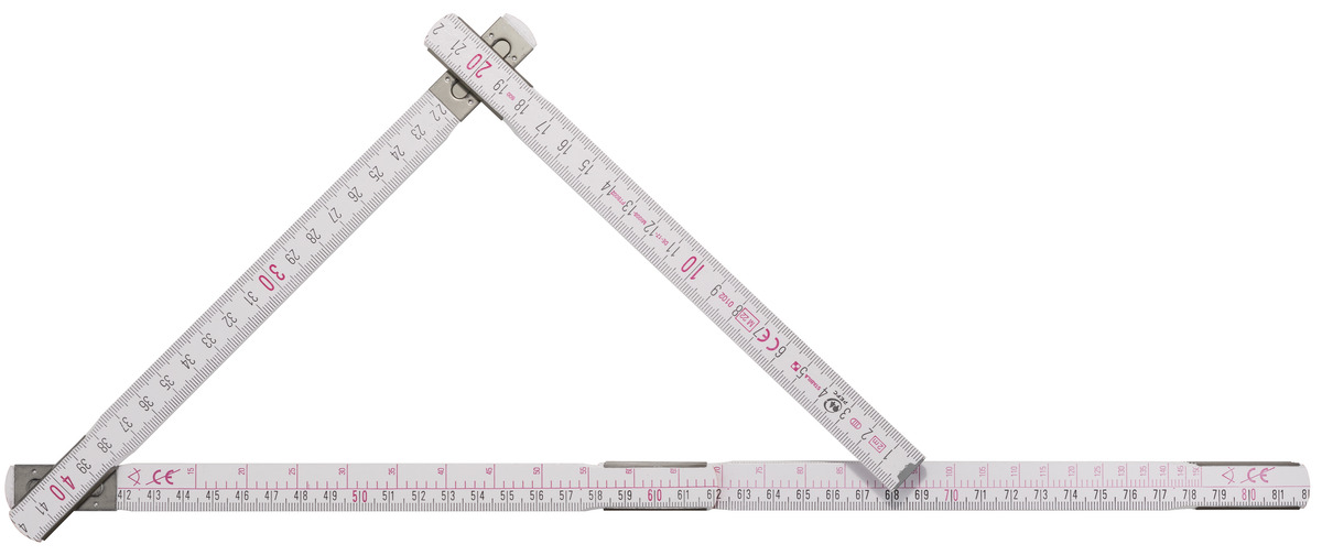 STABILA Zollstock Type 1607 W, 2 m, weiß, metrische Skala, Winkelfunktion, hochwertiger Meterstab aus PEFC-zertifiziertem Holz, umschließende Gelenkplatten