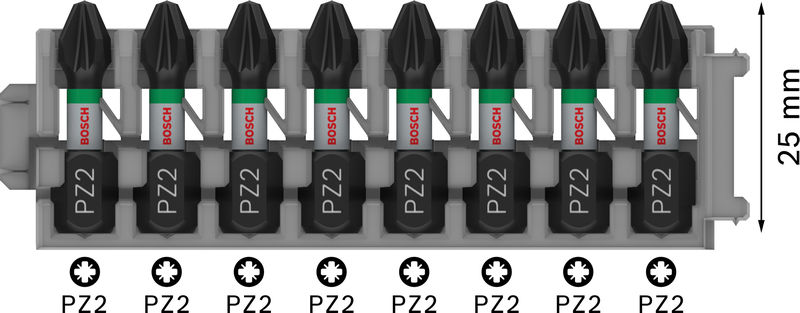 BOSCH PRO Pozidriv Impact Bit, PZ2, 25 mm, 8-tlg.
