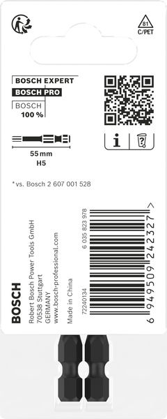 BOSCH PRO Hex Impact Bit, H5, 55 mm, 2-tlg.