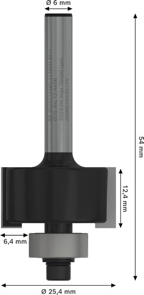 BOSCH PRO Falzfräser, 6,4 mm, Schaft 6 mm BOSCH PRO Falzfräser, 6,4 mm, Schaft 6 mm