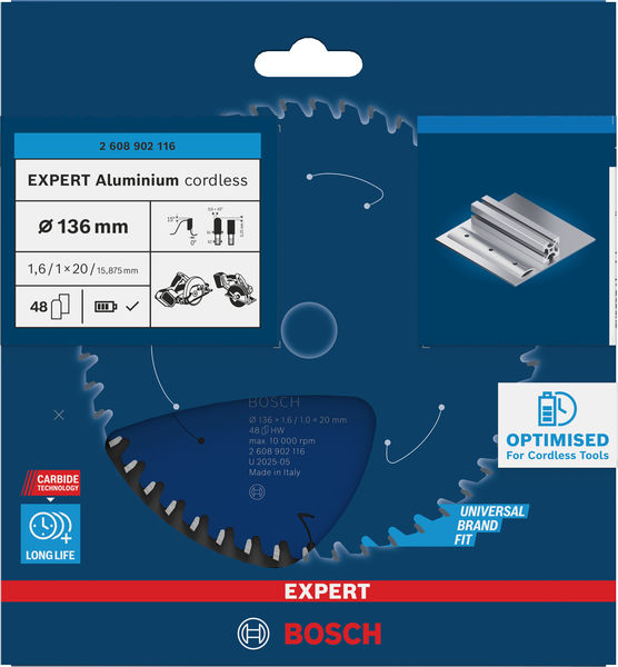 BOSCH EXPERT Aluminium Kreissägeblatt, 136x20 mm, Z48