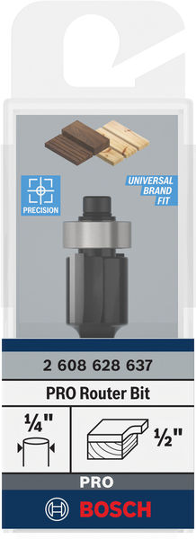 BOSCH PRO Bündigfräser mit untenlieg. Führungskugellager, Ø 1/2" x L 1/2", Schaft 1/4"