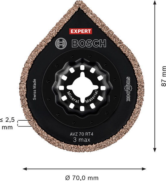BOSCH EXPERT AVZ 70 RT4 3 max Fugenentfernungsplatte, Ø 70 mm