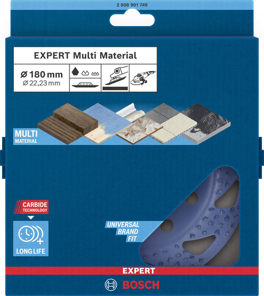BOSCH EXPERT Multi Material Carbide-Topfscheibe grob, angeschrägt, 180 mm, 22,23 mm