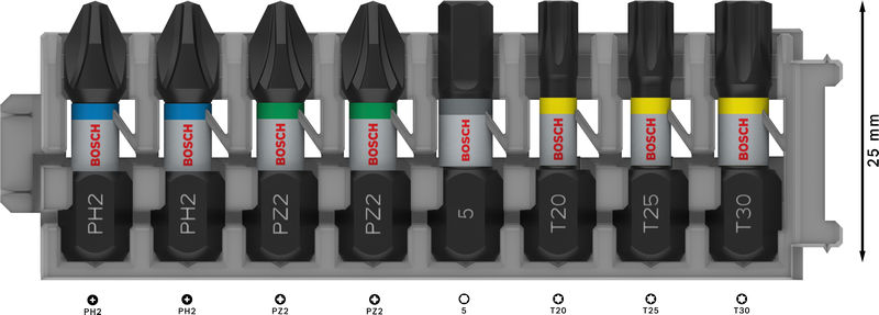 BOSCH PRO Impact Bit Set, 25 mm, 8-tlg BOSCH PRO Impact Bit Set, 25 mm, 8-tlg