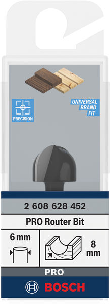BOSCH PRO Hohlkehlfräser, R 8, Schaft 6 mm