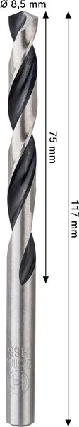BOSCH Metal HSS Spiralbohrer, 8,5 x 75 x 117 mm, CYL-Schaft
