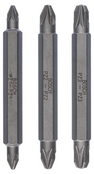 BOSCH Doppelklingenbit-Set, 3-teilig, PZ1, PZ1, PZ2, PZ2, PZ3, PZ3, 60 mm BOSCH Doppelklingenbit-Set, 3-teilig, PZ1, PZ1, PZ2, PZ2, PZ3, PZ3, 60 mm
