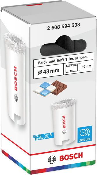 BOSCH Brick and Soft Tile Lochsäge mit Aufsteckhalter, 43 x 60 mm