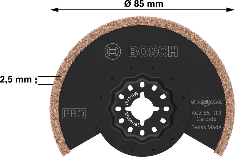 BOSCH PRO ACZ 85 RT3 Blatt für Multifunktionswerkzeuge, 85 x 2,5 mm, 10-tlg. BOSCH PRO ACZ 85 RT3 Blatt für Multifunktionswerkzeuge, 85 x 2,5 mm, 10-tlg.