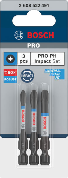 BOSCH PRO PH Impact Bit Set, 55 mm, 3-tlg