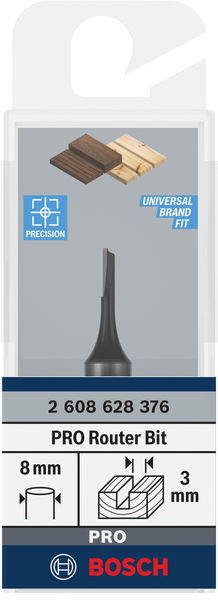 BOSCH PRO Nutfräser, einschneidig, Ø 3 x L 8, Schaft 8 mm