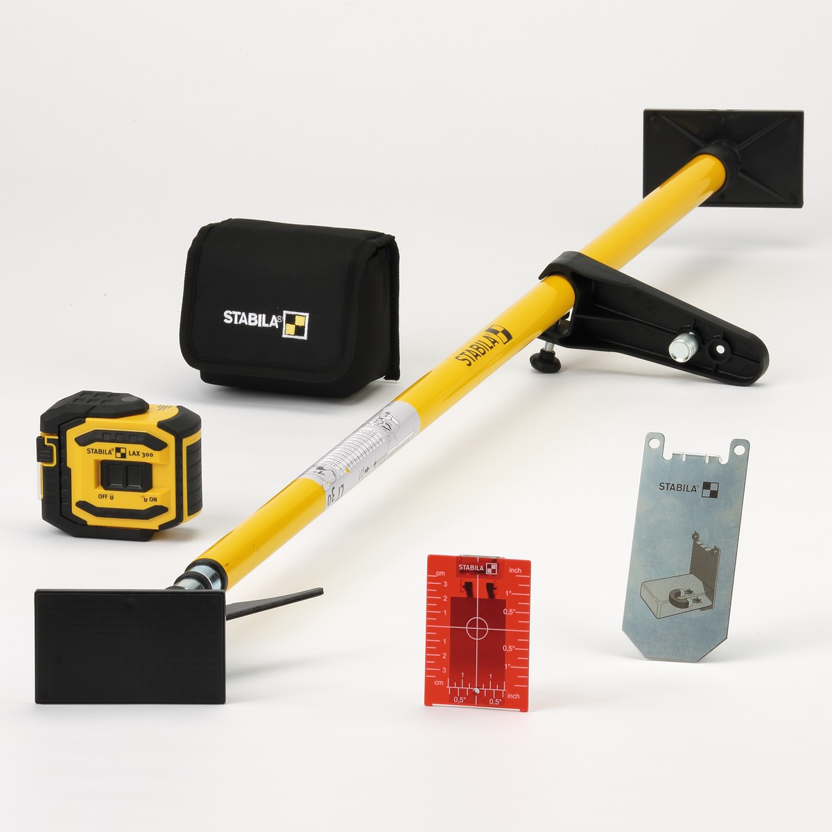 STABILA Kreuzlinienlaser LAX 300, 5-teiliges Set, selbstnivellierend, scharfe Laser-Linien mit Lotpunkten, Reichweite bis 20 m, Schutzklasse IP 54, inklusive Teleskopstange LT 30 STABILA Kreuzlinienlaser LAX 300, 5-teiliges Set, selbstnivellierend, scharfe Laser-Linien mit Lotpunkten, Reichweite bis 20 m, Schutzklasse IP 54, inklusive Teleskopstange LT 30