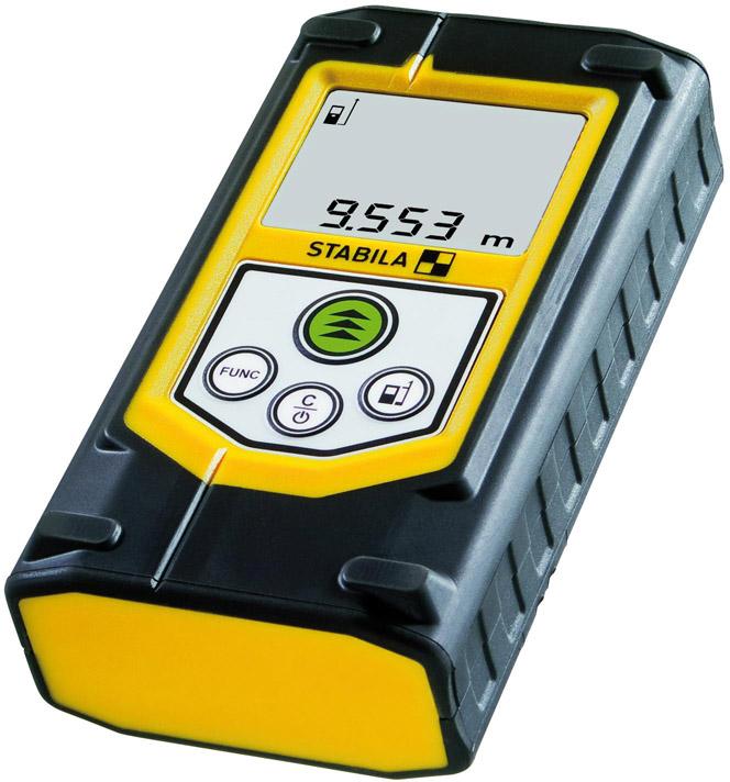 STABILA Laser-Entfernungsmesser LD 320, max. Messbereich 60 m, 8 Messfunktionen (u. a. Fläche, Volumen, Pythagoras, MIN/MAX-Tracking), IP 40, Tasche, Handschlaufe, inkl. Batterien (2 x AAA)