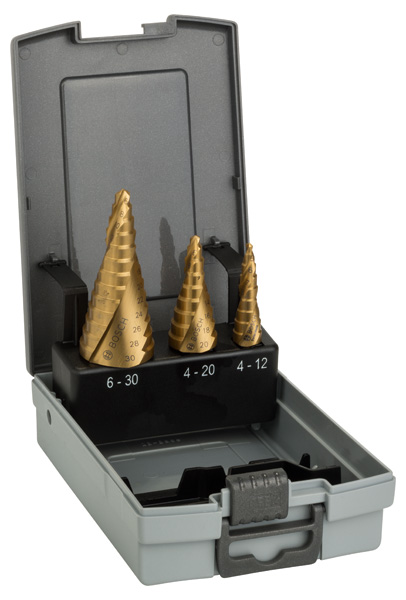 BOSCH HSS-TiN-Stufenbohrerset, 3-tlg., 4-12/4-20/6-30