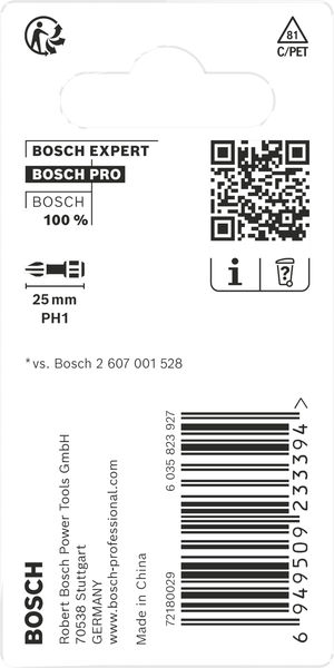 BOSCH PRO Phillips Impact Bit, PH1, 25 mm, 2-tlg. BOSCH PRO Phillips Impact Bit, PH1, 25 mm, 2-tlg.
