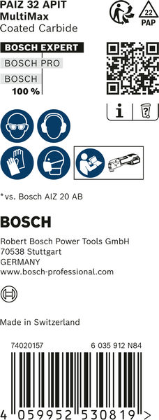 BOSCH EXPERT MultiMax PAIZ 32 APIT Tauchsägeblatt, 32 mm, 10-tlg. BOSCH EXPERT MultiMax PAIZ 32 APIT Tauchsägeblatt, 32 mm, 10-tlg.