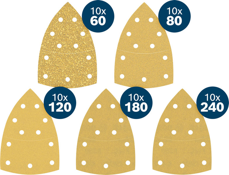 BOSCH EXPERT C470 Schleifpapier Set, 102x102mm, K60/80/120/180/240, 50-tlg. Start Pack
