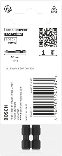 BOSCH PRO Phillips Impact Bit, PH1, 55 mm, 2-tlg. BOSCH PRO Phillips Impact Bit, PH1, 55 mm, 2-tlg.