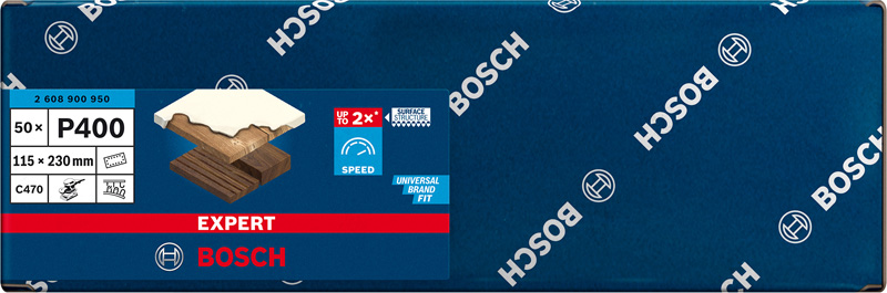 BOSCH EXPERT C470 Schleifblatt, 115x230mm, K400, 14 Löcher, 50-tlg.