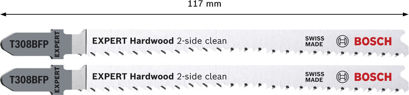 BOSCH EXPERT Hardwood 2-side clean T308BFP Stichsägeblatt, 2-tlg.