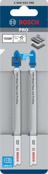 BOSCH PRO Metal Pipes and Profiles T321BF Stichsägeblatt, 132 mm, 2-tlg. BOSCH PRO Metal Pipes and Profiles T321BF Stichsägeblatt, 132 mm, 2-tlg.