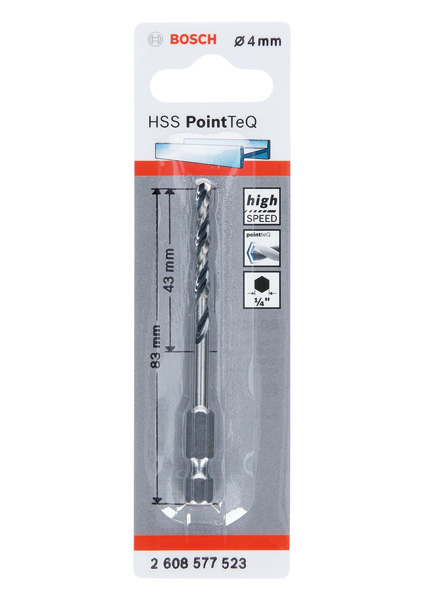 BOSCH HSS PointTeQ Sechskantbohrer 4,0 mm