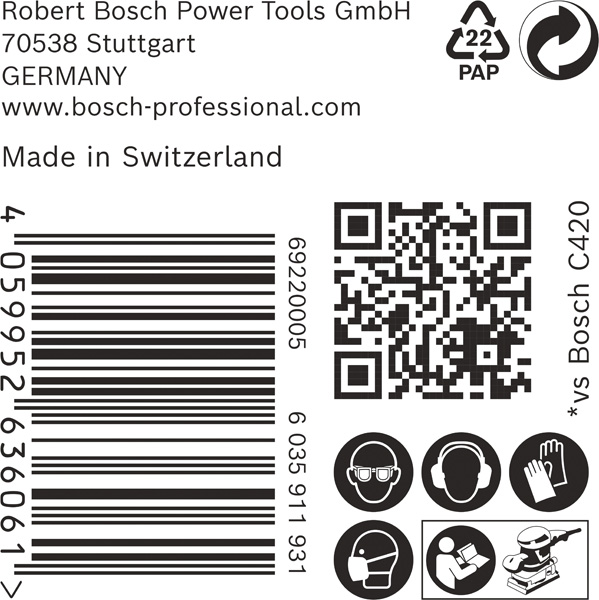 BOSCH EXPERT C470 Schleifblatt, 115x107mm, K80, 6 Löcher, 50-tlg.