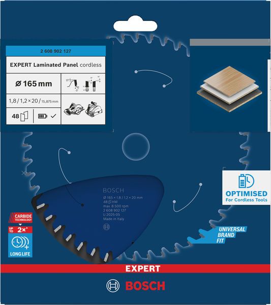 BOSCH EXPERT Laminated Panel Kreissägeblatt, 165x1,8x20 mm, Z48, Zahnwinkel -5° BOSCH EXPERT Laminated Panel Kreissägeblatt, 165x1,8x20 mm, Z48, Zahnwinkel -5°