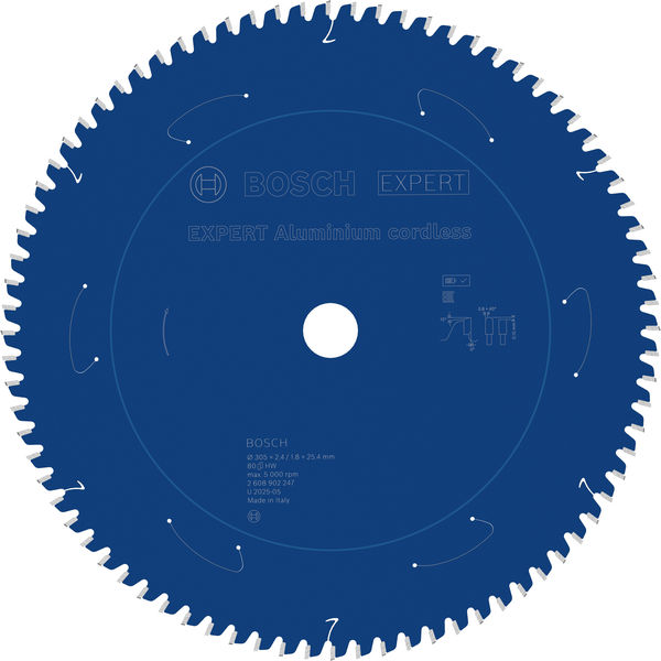 BOSCH EXPERT Aluminium cordless Kreissägeblatt, 305 x 2,4/1,8 x 25,4 mm, Z80