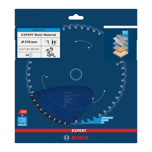BOSCH EXPERT Multi Material Kreissägeblatt, 210x2,4/1,8x30mm, Z54 BOSCH EXPERT Multi Material Kreissägeblatt, 210x2,4/1,8x30mm, Z54