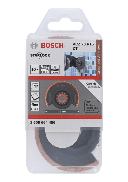 BOSCH Carbide-RIFF Schmalschnitt-Segmentsägeblatt ACZ 70 RT5, 70 mm, 10er-Pack BOSCH Carbide-RIFF Schmalschnitt-Segmentsägeblatt ACZ 70 RT5, 70 mm, 10er-Pack