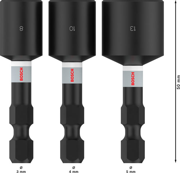 BOSCH PRO Nutsetter Impact Set, 8 x 50, 10 x 50, 13 x 50 mm, 3-tlg. BOSCH PRO Nutsetter Impact Set, 8 x 50, 10 x 50, 13 x 50 mm, 3-tlg.