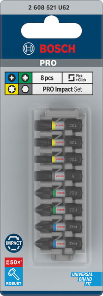 BOSCH PRO Impact Bit Set, 25 mm, 8-tlg
