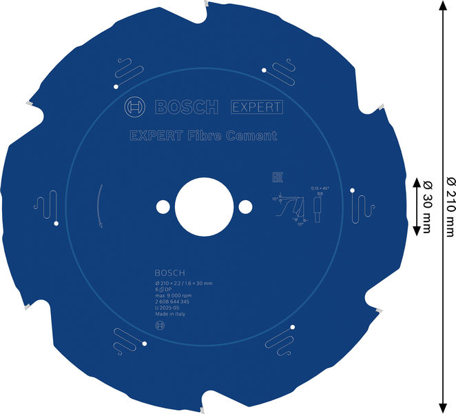 BOSCH EXPERT Fibre Cement Kreissägeblatt, 210x2,2/1,6x30 mm, Z6 BOSCH EXPERT Fibre Cement Kreissägeblatt, 210x2,2/1,6x30 mm, Z6