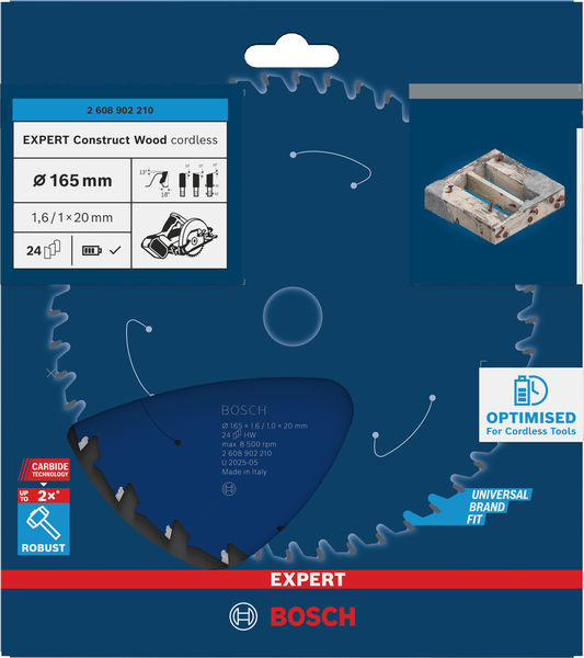BOSCH EXPERT Construct Wood Kreissägeblatt, 165x1,6x20 mm, T24 BOSCH EXPERT Construct Wood Kreissägeblatt, 165x1,6x20 mm, T24