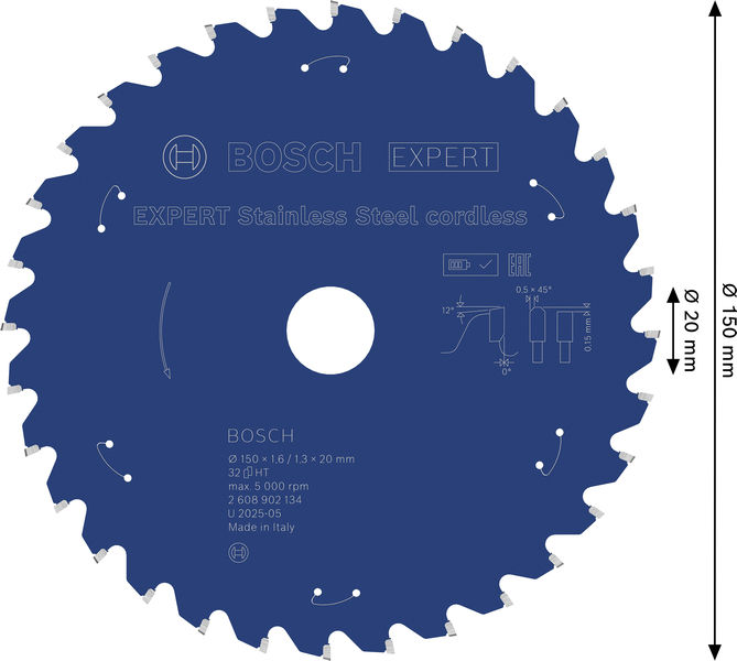 BOSCH EXPERT Stainless Steel Kreissägeblatt, 150x20 mm, Z32