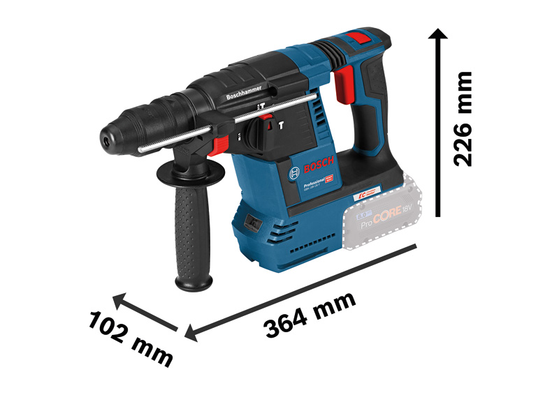 BOSCH Akku-Bohrhammer GBH 18V-26 F, 2x 5,0 Ah Li-Ion Akku, L-BOXX