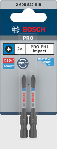BOSCH PRO Phillips Impact Bit, PH1, 55 mm, 2-tlg.