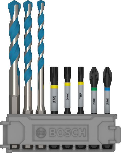 BOSCH PRO Impact Set mit Multi Constr. Bohrer, PH2/PZ2/T20/T25/T30, MC 5/6/8, 8-tlg.
