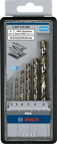 BOSCH PRO Stainless Steel HSS-Co Spiralbohrer-Set, 6-tlg. BOSCH PRO Stainless Steel HSS-Co Spiralbohrer-Set, 6-tlg.