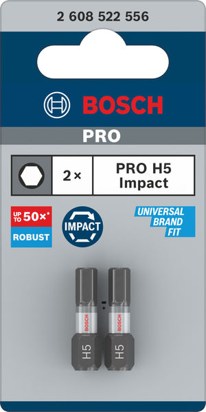 BOSCH PRO Hex Impact Bit, H5, 25 mm, 2-tlg.
